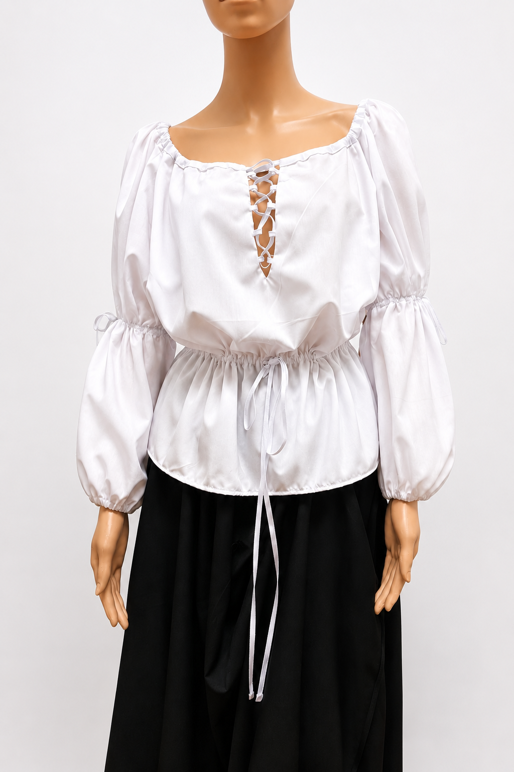 Lace Front Medieval Shirt – Puffy Sleeve Boho Blouse