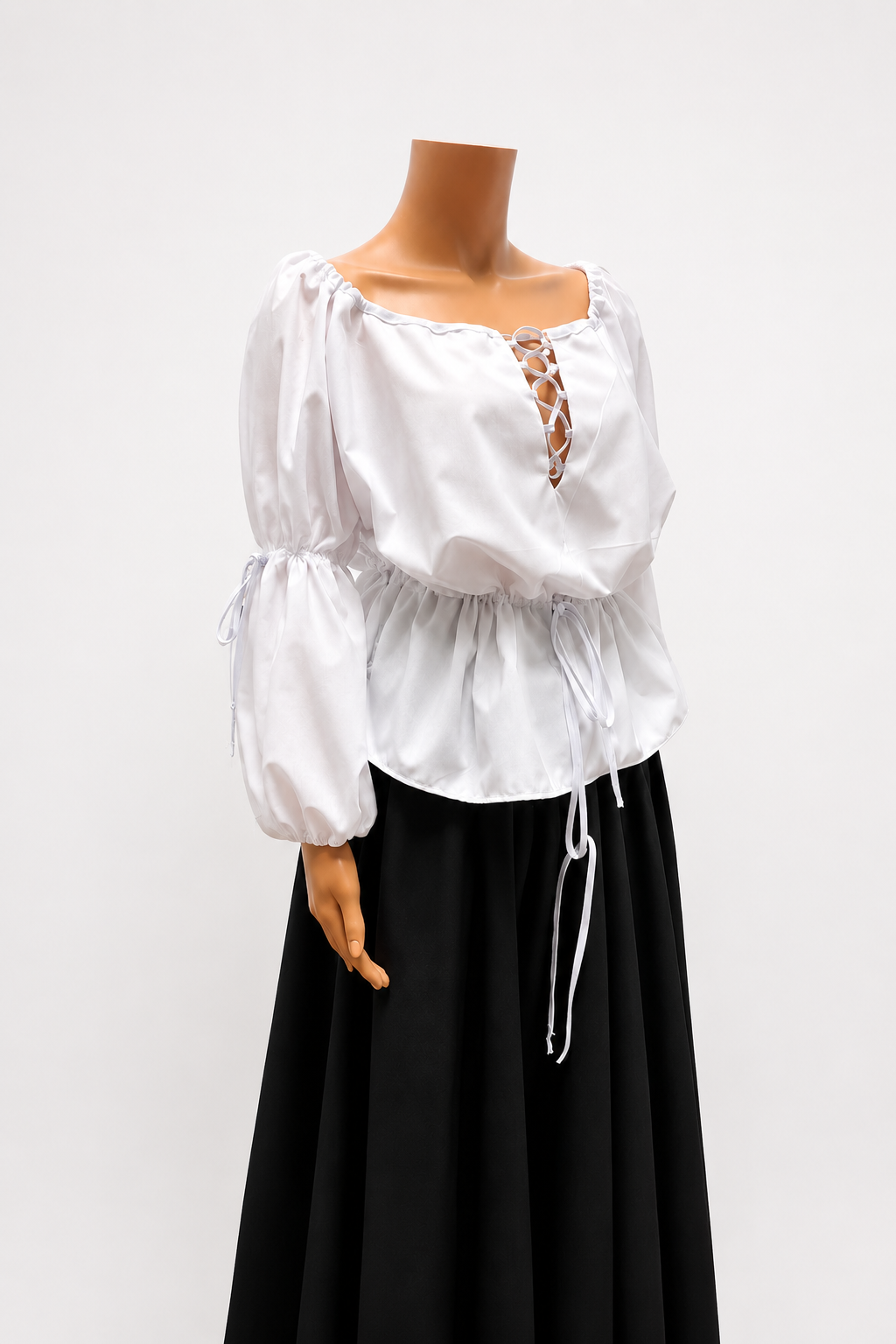 Lace Front Medieval Shirt – Puffy Sleeve Boho Blouse