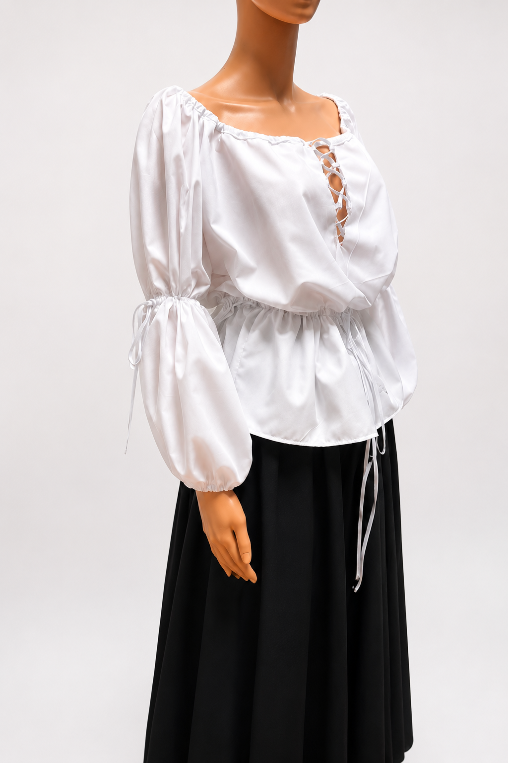 Lace Front Medieval Shirt – Puffy Sleeve Boho Blouse