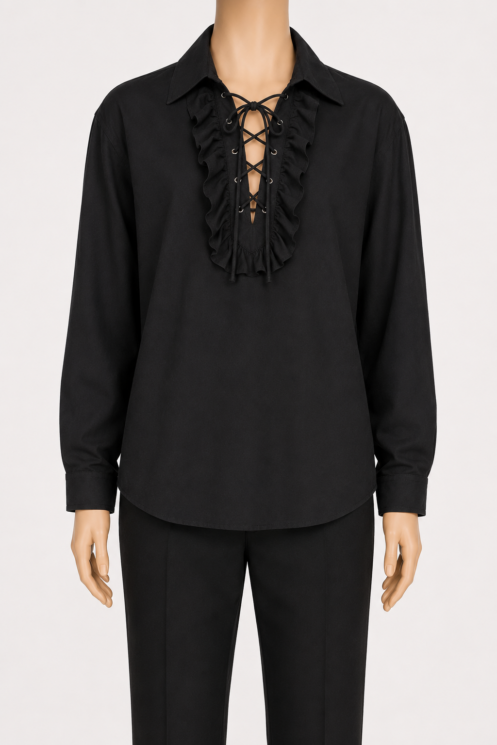 Ruffled Lace-Up Medieval Shirt