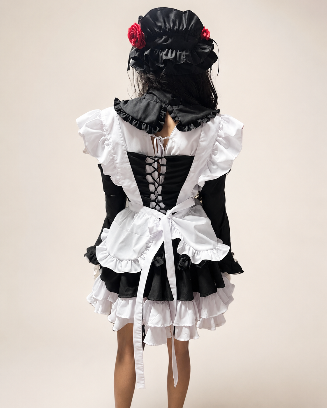Handmade Black & White Maid Outfit — Ruffled Cosplay Dress Set
