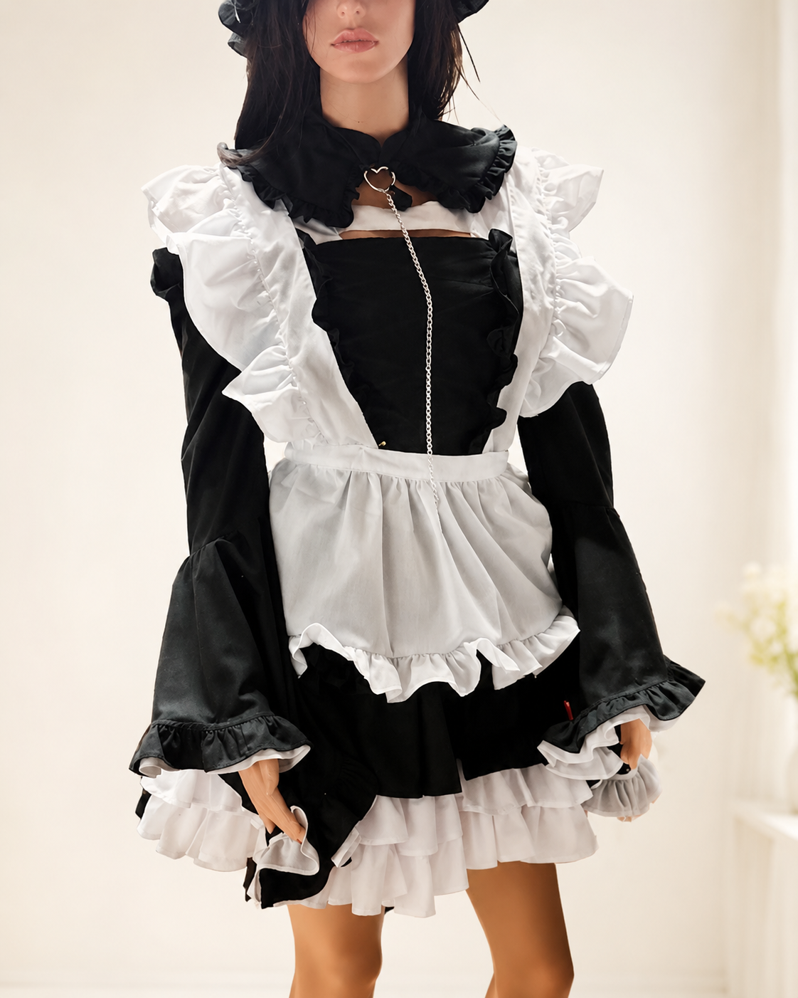 Handmade Black & White Maid Outfit — Ruffled Cosplay Dress Set