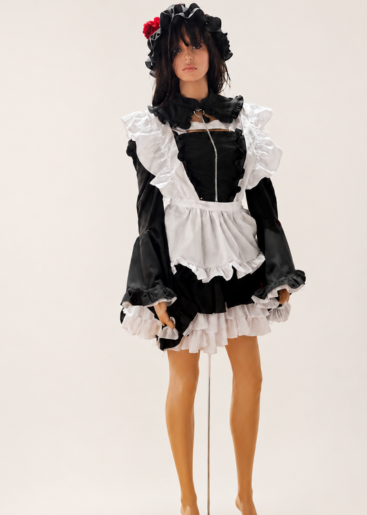 Handmade Black & White Maid Outfit — Ruffled Cosplay Dress Set