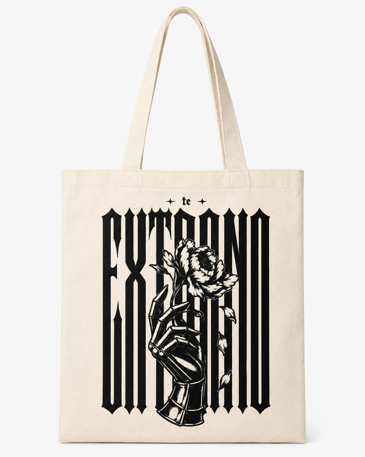 Te Extraño Gothic Rose Canvas Tote Bag
