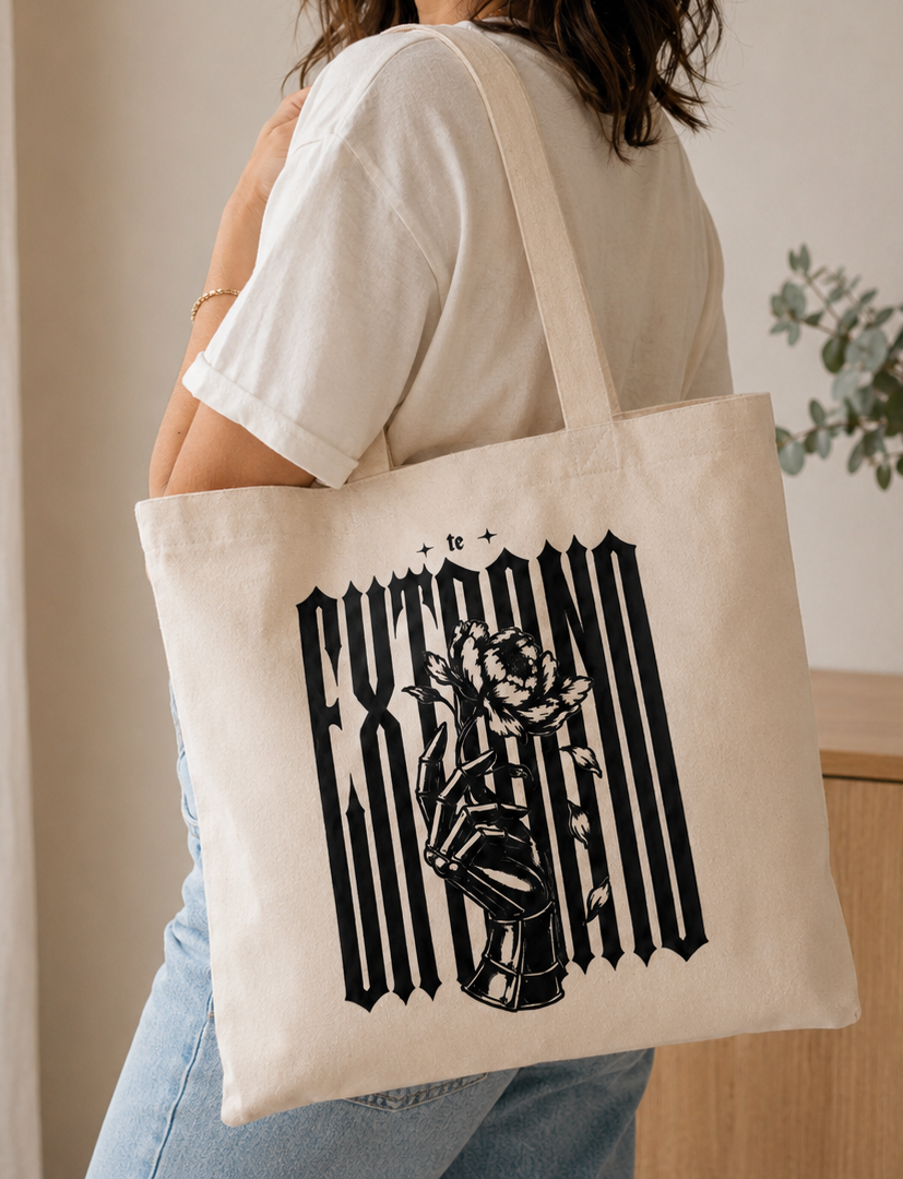 Te Extraño Gothic Rose Canvas Tote Bag